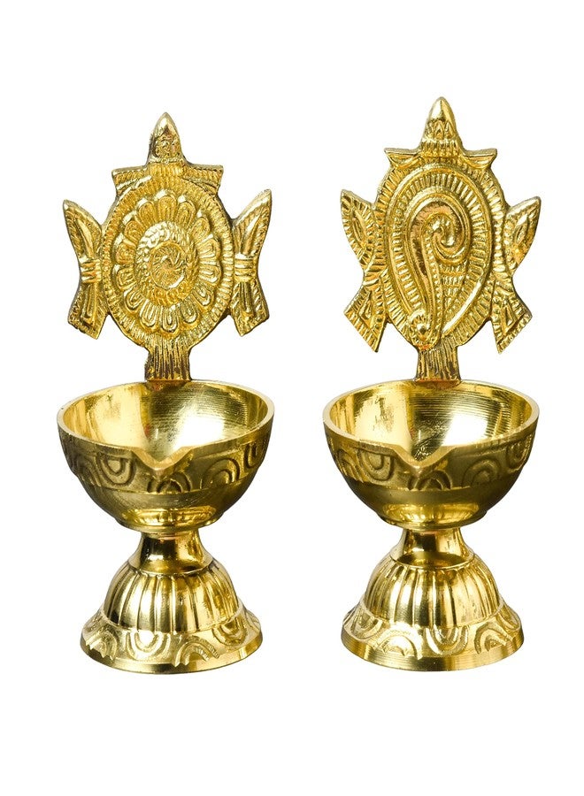 Bhimonee Decor بهيموني ديكور | مصباح شانكو تشاكرا من النحاس الخالص | حجم كبير، 4.3 بوصة | مطلي بالذهب | عبوة من زوج واحد | مصباح بوجا أنيق لتزيين معبد المنزل واحتفالات ديوالي - Image 5